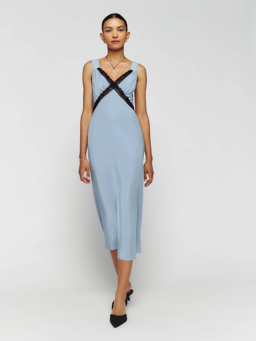 Reformation Provence Silk Dress in Mineral